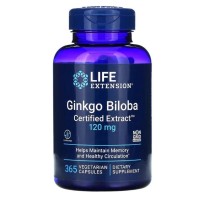 Ginkgo Biloba Certified Extract 120 mg, 365vcaps Life Extension