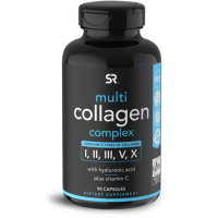Multi Collagen Complex I, II, III, V, X with Hyaluric acid and Vit C  90caps Sports Research